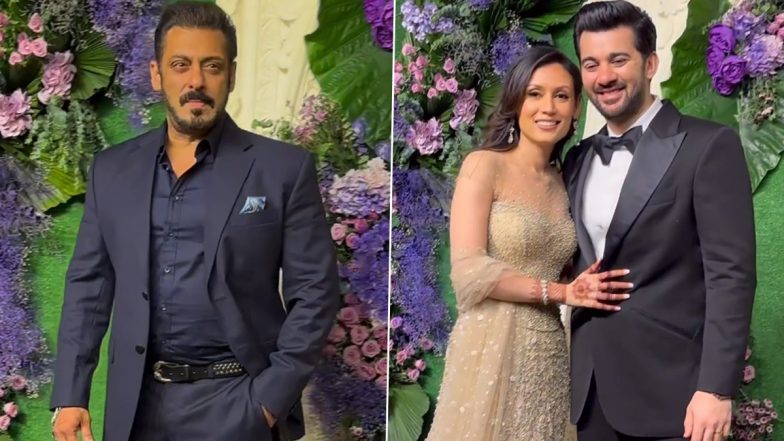 Karan Deol-Drisha Acharya Wedding Reception: Salman Khan Makes Stylish Entry in Suit at the Event (Watch Video)