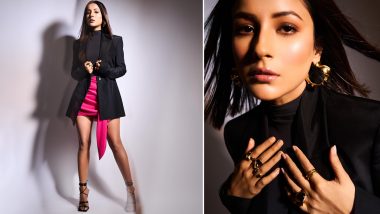 Shehnaaz Gill Exudes Glam in Hot Pink Skirt With Fitted Black Turtleneck Top and Matching Blazer (View Pics)