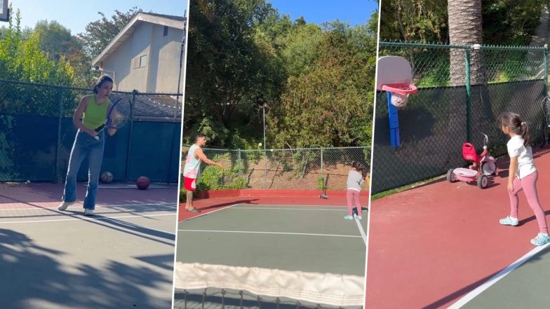 Soha Ali Khan and Kunal Kemmu’s ‘LA Mornings’ With Daughter Inaaya Naumi Kemmu Is All About Enjoying Outdoor Games (Watch Video)