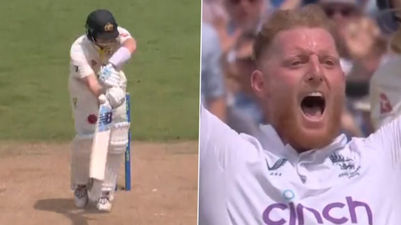 Steve Smith Wicket Video: Watch Ben Stokes Dismiss Aussie Batsman During Day 2 of ENG vs AUS Ashes 1st Test 2023