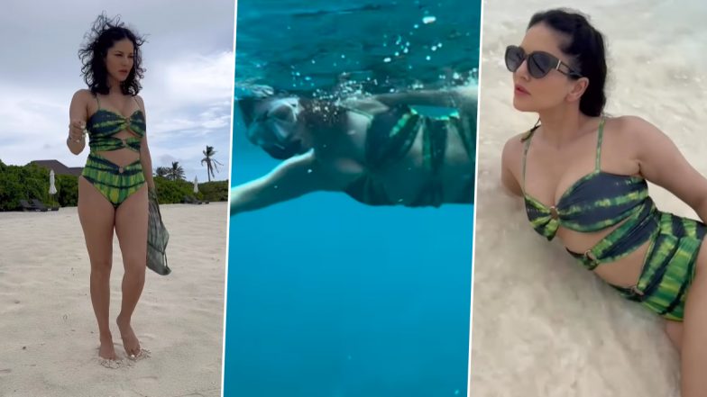 Sunny Leone Looks Like a Mermaid While Snorkeling in Monokini During Her Maldives Getaway (Watch Video)