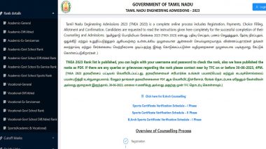 TNEA Rank List 2023 Out at tneaonline.org: Tamil Nadu Engineering Exams Merit List Released, Get Direct Link and Know How To Download