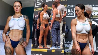Topless Boxer Cherneka Johnson Poses With Body Paint During the Weigh-In for Her Fight To Debut on Website OnlyFans (View Pics)