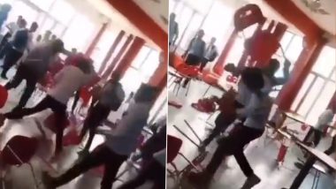 Chair War in UP College Video: Ugly Brawl Shows Students of Muzaffarnagar College Throwing and Beating Each Other With Chairs