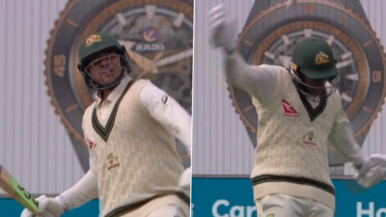 Usman Khawaja Throws Bat in the Air in Celebration of His 15th Test Century During Eng vs AUS Ashes 2023 First Test Day 2 (Watch Video)