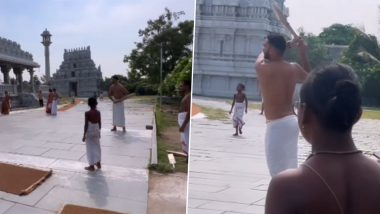 Venkatesh Iyer Has Fun Time Playing Cricket With Veda Pathshala Students in Kanchipuram; KKR Star Shares Video
