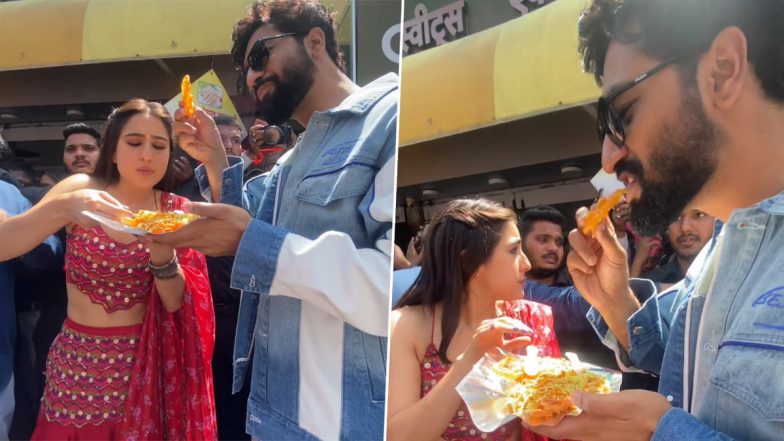 Vicky Kaushal and Sara Ali Khan Gorge on Poha-Jalebi in Indore While Promoting Their Next Zara Hatke Zara Bachke (Watch Video)