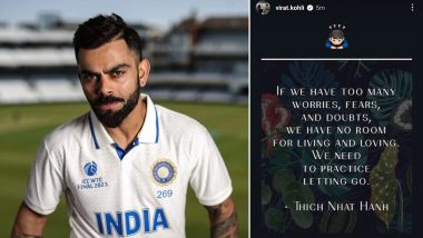 Virat Kohli Shares Cryptic Instagram Story With Quote About 'Letting Go' After Day 4 of IND vs AUS WTC 2023 Final