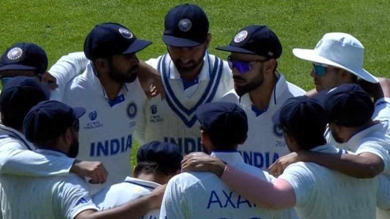 Virat Kohli Gives Pep Talk to Indian Team on Day 3 Ahead of Third Session During IND vs AUS WTC 2023 Final (Watch Video)