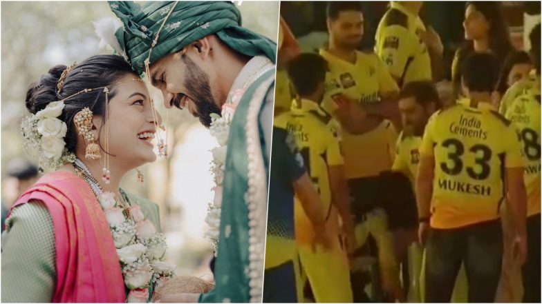 When Ruturaj Gaikwad's Wife Utkarsha Pawar Touched MS Dhoni's Feet To Take His Blessings Post Chennai Super Kings' IPL 2023 Win (Watch Video)