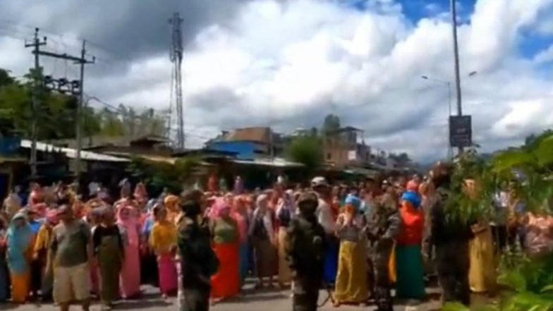 Manipur Violence: Indian Army Appeals For Support As Women Activists Blocking Routes, Interfering in Operations (Watch Video)