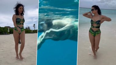 XXX-Tra Hot Sunny Leone Flaunts Sexy Curves in Cut-Out Green Bikini, Enjoys 'Beach Time' in Maldives (Watch Videos)