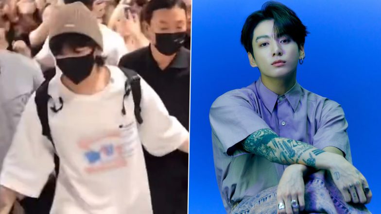 BTS Jungkook Mobbed at Airport, Tries To Protect Fan From Falling (Watch Video)