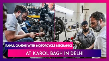 Congress Leader Rahul Gandhi Spends Evening With Motorcycle Mechanics At Karol Bagh In Delhi