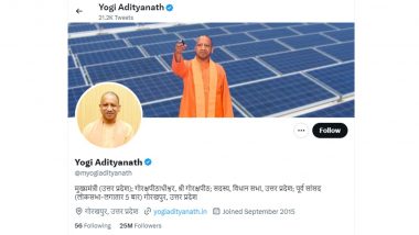 CM Yogi Adityanath Most Popular Chief Minister on Twitter: Uttar Pradesh CM Sets New Record as His Twitter Account Crosses 25 Million Followers Mark