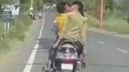 Boys Kissing on Triple Ride in UP: Video of Guys Lip-Locking on Moving Scooty in Rampur Goes Viral, Traffic Police Directed to Take Necessary Action