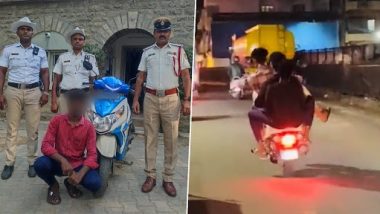 Bike Stunt in Bengaluru Viral Video: Youths on Triple Ride Caught on Camera Doing Dangerous Stunt on Busy Road, One Arrested