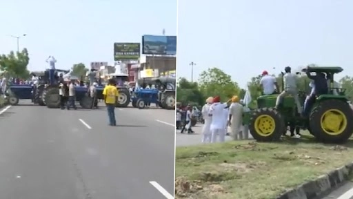 Farmers Block Road in Haryana Videos: Road Blocked as Farmers Gather for Mahapanchyat in Kurukshetra Over MSP Demand; Not Blocking Highway, Says Rakesh Tikait