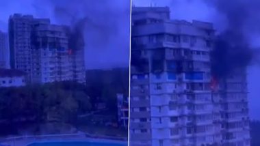 Mumbai Fire: Massive Blaze Erupts at Flat in Cumballa Hill High-Rise, No Report of Injuries (Watch Video)