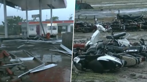 Cyclone Biparjoy Damage Photos and Videos: Trees Uprooted, Properties Damaged in Naliya, Power Outage in Morbi Villages as Cyclonic Storm Makes Landfall in Gujarat