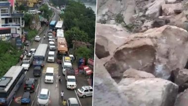 Landslide in Himachal Pradesh Photos and Videos: Massive Landslides in Mandi Blocks Chandigarh-Manali Highway, Tourists Among Those Stranded