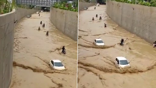 Pakistan Underpass Waterlogged Videos: Newly-Opened Underpass in Lahore Turns Into 'River' After Heavy Rains Cause Severe Waterlogging