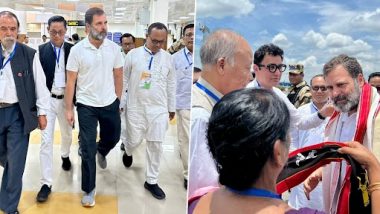 Rahul Gandhi Reaches Manipur: Congress Leader Arrives in Imphal for Two-Day Visit, To Meet Victims of Violence in Relief Camps (See Pics)