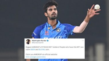 Washington Sundar's Twitter Account Hacked? Cryptocurrency and NFT Related Tweets from SRH Cricketer's Profile Go Viral