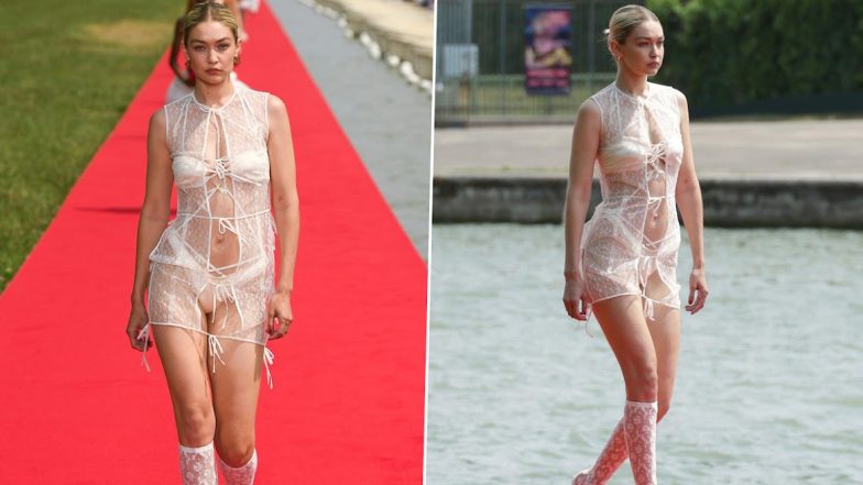 Gigi Hadid Stuns on Jacquemus Runway, Flaunting Sheer Lingerie Set at the Palace of Versailles (View Pics)