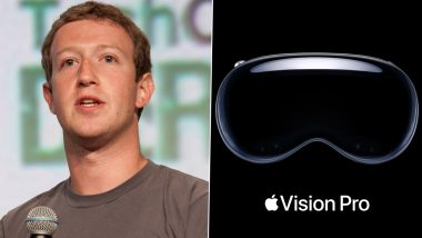 Mark Zuckerberg Says Apple Vision Pro Headset 'Not the One I Want': Meta Founder Claims Apple Device Didn't Bring Any Major Advancements in MR Technology