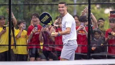 Cristiano Ronaldo Plays Padel Tennis at a Promotional Event in Singapore (Watch Video)