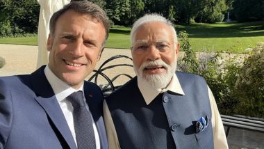 ‘Long Live the French-India Friendship!’: France President Emmanuel Macron Shares Selfie Moment With PM Narendra Modi After Successful Bilateral Talks