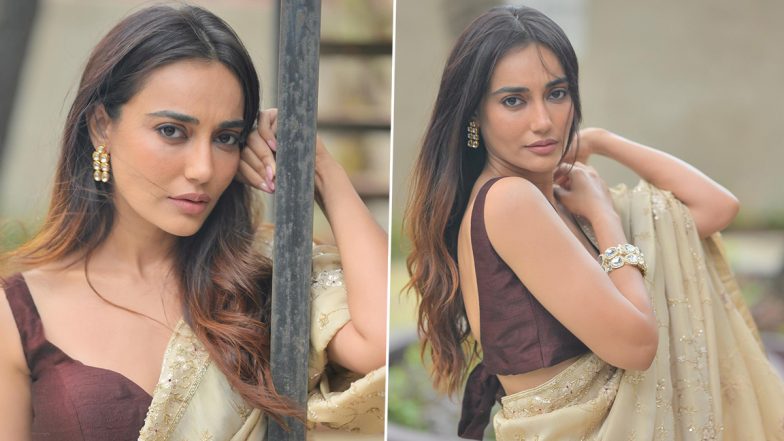 Surbhi Jyoti Serves Ethnic Fashion Goals in Embellished Ivory Saree (See Pics)