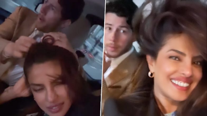 Priyanka Chopra Laughs As Hubby Nick Jonas Tries to Loosen Her Ponytail in Car (Watch Video)