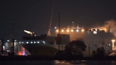 US Ship Fire Video: Ship Engulfs in Blaze at Port Newark in New Jersey, Multiple Firefighters Missing