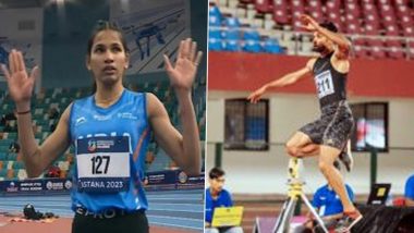 Asian Athletics Championships 2023: Jyothi Yarraji Wins Gold Medal in Women’s 100m Hurdles Event; Abdulla Aboobacker Bags Top Prize in Men's Triple Jump