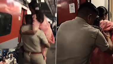 RPF ASI Man Singh Assists Post-Operative Woman to Board Train at Mumbai's Borivali Station (Watch Video)