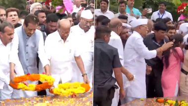 Guru Purnima 2023: Sharad Pawar Pays Tribute to His Mentor and Maharashtra’s First CM Yashwantrao Chavan in Karad (Watch Video)