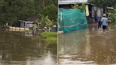 Kerala Rains Video: Severe Waterlogging in Kottayam Following Incessant Rainfall, Kodoor River Nears Overflow