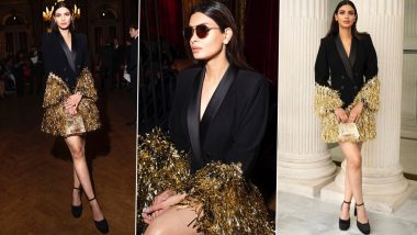 Diana Penty Shines in Black Blazer Dress With Golden Tassels at Paris Couture Week (See Pics)