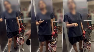 Dog in Lift Argument Video: Residents Get Into Heated Exchange Over Pet Dog Inside Elevator in Noida Building