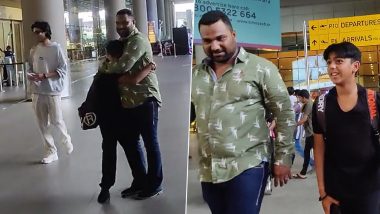 Ajay Devgn, Kajol’s Son Yug Makes Rare Public Appearance at Airport, Greets His Bodyguard With a Big Hug! (Watch Video)