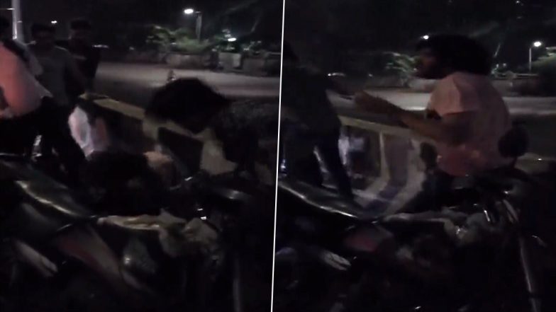 Gujarat Road Accident Video: Angry Mob Thrashes Luxury Car Jaguar Driver Tathya Patel After He Ploughs Vehicle Into Crowd on Ahmedabad's ISKCON Bridge