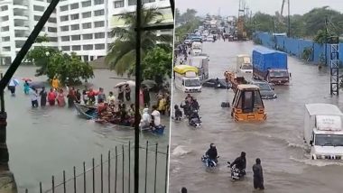 Vasai-Virar Waterlogging Videos: Heavy Rains Leave Roads Waterlogged as IMD Issues "Red" Alert for Palghar