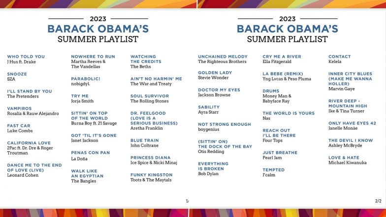 Barack Obama Summer Playlist 2023: Former US President Shares List of His Favourite Songs of the Season on Twitter