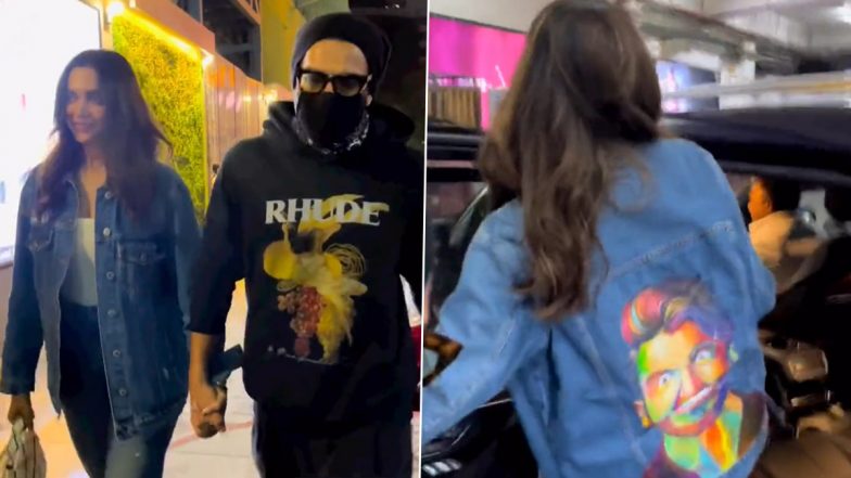 Deepika Padukone Wears Customised Denim Jacket With Hubby Ranveer Singh’s Face on It for Rocky Aur Rani Kii Prem Kahaani Movie Date (Watch Video)