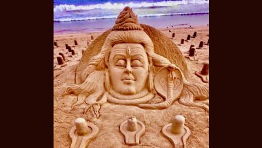 Sawan 2023: Sand Artist Sudarsan Pattnaik Makes Beautiful Art Sculpture of Lord Shiva During Shravan Month