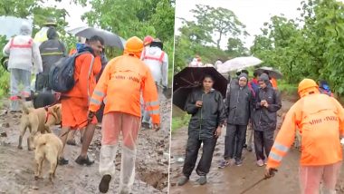 Raigad Landslide Update: Death Toll Rises to 16, Dog Squad Joins Search for Victims and Survivors (Watch Video)