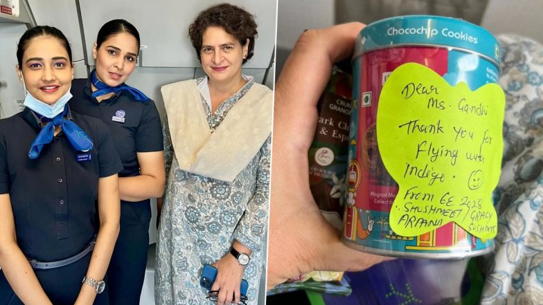 Priyanka Gandhi Thanks 'Sweet IndiGo Ladies' for 'Efficient and Pleasant' Flight Experience, Shares Photos