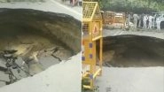 Delhi Road Cave-In Video: Large Portion of Road Caves In at Janakpuri Area, No Injuries Reported